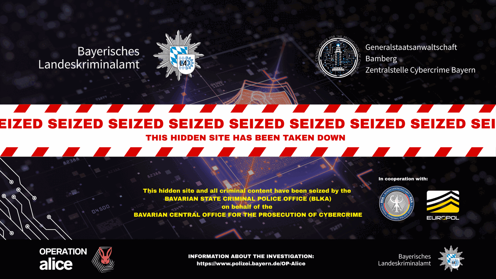 Operation Alice seizure banner
